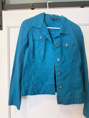 Baccini Teal Button-Front Cotton Jacket